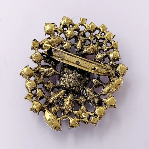 Miniatura 4 de HAISWET Broche de flores, accesorio de joyería para disfraz, tono dorado