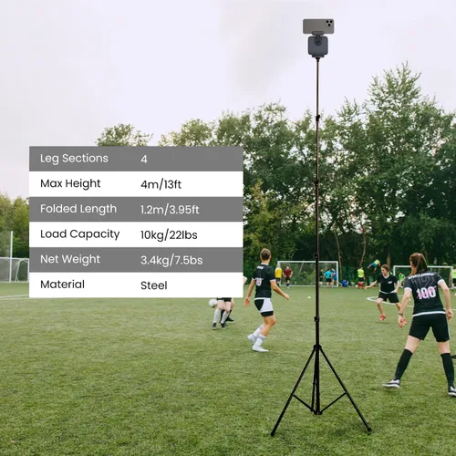 Miniatura 2 de XbotGo Trípode T4 actualizado para grabación de juegos de fútbol/baloncesto: hasta 13 pies, montaje de liberación extra rápida, bolsa