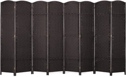 Miniatura 9 de Divisor de habitación plegable de 6 pies con fibra tejida de diamante, divisores de habitación portátiles para interiores y separadores para Marrón