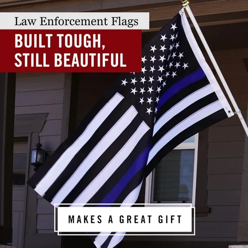 Miniatura 5 de Bandera de Estados Unidos con línea azul delgada de 4 x 6 pies, bandera de policía resistente, extremo de mosca cosido cuádruple, nailon 210D