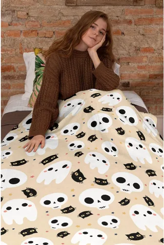Miniatura 6 de Manta de fantasma de 40 x 30 pulgadas para cachorros, lindas mantas de fantasma para niñas y mujeres, mantas de forro polar ligeras para amantes