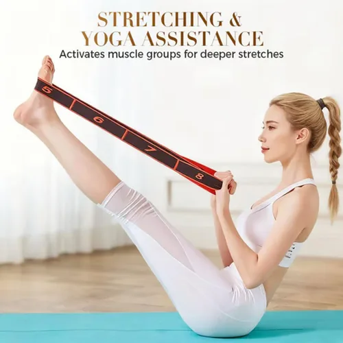 Miniatura 4 de Banda de resistencia de fitness para estiramiento y yoga, ejercicio de tirador de moda, banda de resistencia numerada con asas para brazos, 8 bucles