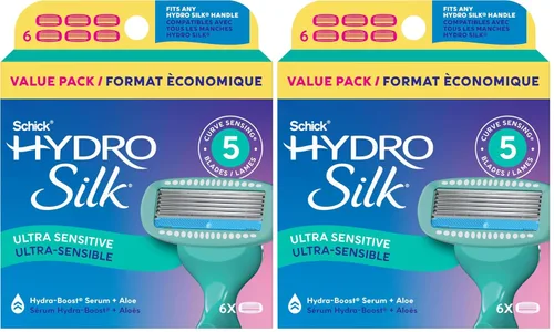 Miniatura 10 de Schick Hydro Silk Sensitive - Recambios de cuchillas de afeitar para mujer, 4 unidades, maquinillas de afeitar de 5 cuchillas para piel sensible