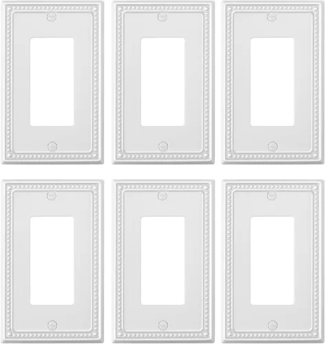 Miniatura 105 de Paquete de 4 placas de cubierta para interruptor de luz de palanca individual, cubiertas decorativas de perlas, placa de pared de metal almendra