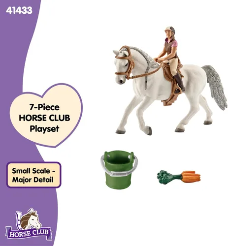 Miniatura 4 de Schleich Horse Club - Juego de 7 piezas de jinete y caballo con accesorios, figura realista de jinete y yegua Lipizzaner, juguetes divertidos