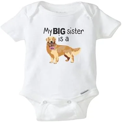 My Big Sister is a Golden Retriever Body de bebé personalizado nombre de perro recién nacido ropa infantil bebé camisa familia mascota