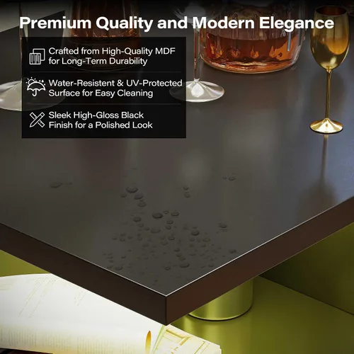 Miniatura 6 de LAUSAINT HOME Mesa auxiliar LED con almacenamiento, moderna mesa de centro iluminada de 2 niveles con aplicación y control remoto, más de 60,000