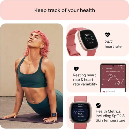 Miniatura 5 de Fitbit Paquete de 2 relojes inteligentes Versa 4 Fitness con preparación diaria, GPS, frecuencia cardíaca 24/7, más de 40 modos de ejercicio, Fit
