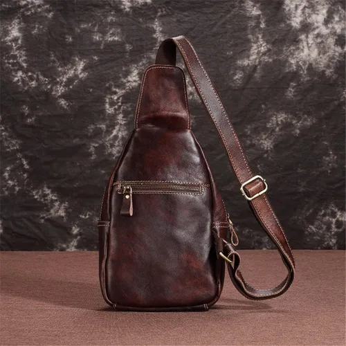 Miniatura 2 de Ztimi Bolso de hombro para hombre, bolso de mensajero, bolso de pecho para hombre, bolso cruzado casual, bolso retro pintado a mano