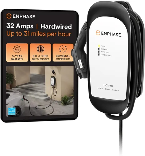 Miniatura 10 de ClipperCreek HCS-40P, 240V, 32A, Estación de carga de EV, con enchufe 14-50, cable de 25 pies, seguridad certificada, hecho en América