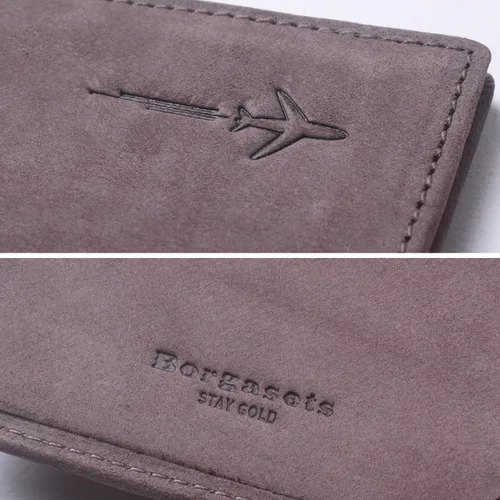 Miniatura 6 de Portapasaportes de cuero auténtico para pasaporte, con bloqueo Rfid - con compartimento para documentos de identificación