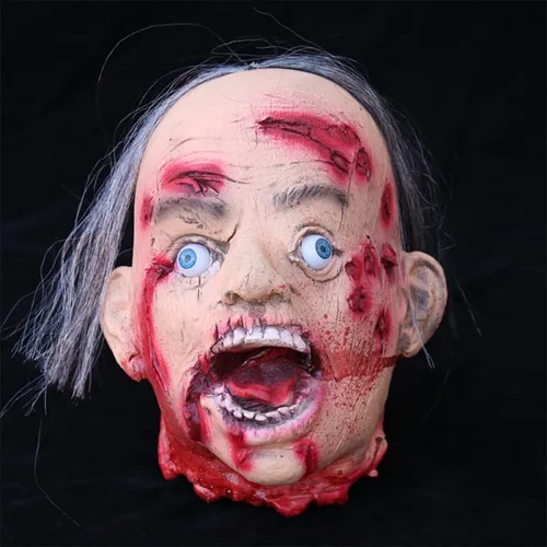Miniatura 9 de RiceelSor Decoración colgante de cabeza dividida para Halloween, diseño de cadáver sangriento, de terror, de tamaño real, con peluca, disfraz