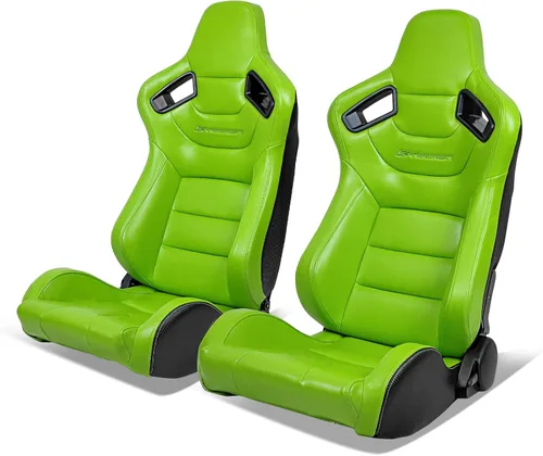 Miniatura 28 de IKON MOTORSPORTS, Asiento universal de carreras PU + cuero de carbono + gamuza, con deslizadores dobles, asiento deportivo reclinable negro