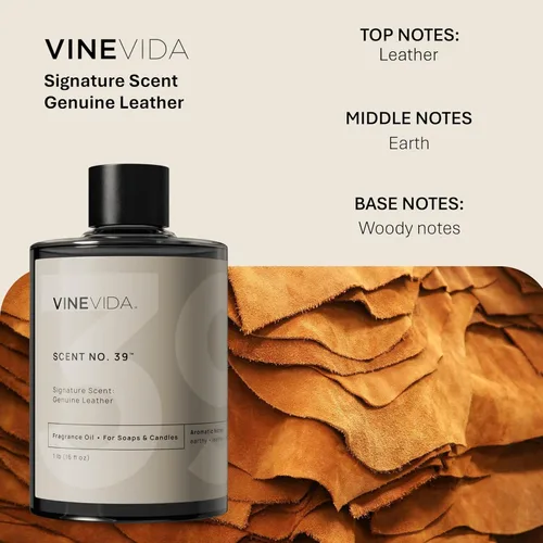 Miniatura 2 de VINEVIDA [16 onzas] Aceite de fragancia de cuero genuino para fabricación de jabón, aromas para hacer velas, aceites de perfume, velas de soja