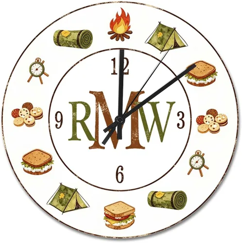 Miniatura 48 de ArogGeld Reloj de pared de 5 O'Clock Somewhere - Reloj redondo de madera para casa de playa, 10, silencioso, sin tictac, batería de cuarzo, granja