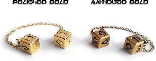 Miniatura 5 de Dados de metal real Lucky Sabacc - Han Solo (oro antiguo)
