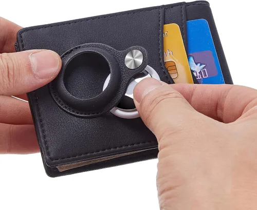 Miniatura 5 de Hawanik Billetera plegable delgada para hombre con soporte integrado para AirTag