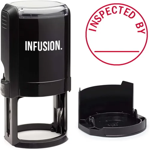 Miniatura 14 de Infusion Sello de goma autoentintado redondo con texto personalizado (1-5/8 pulgadas de diámetro), hasta 3 líneas de texto y borde