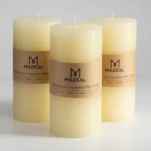 Miniatura 14 de MOZEAL Velas grandes sin perfume vertidas a mano de 3 x 8 pulgadas, sin humo, juego de 2, combustión lenta, sin goteo, aproximadamente 150 horas