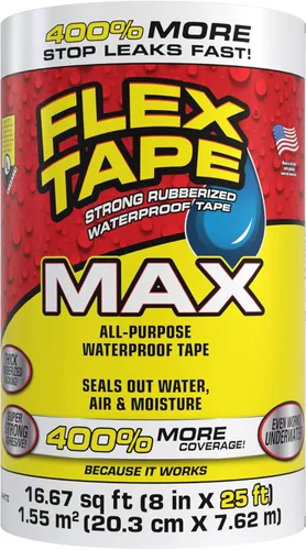 Flex Tape, MAX - Cinta impermeable de goma flexible y gruesa original, para sellar y parchar, funciona bajo el agua, interior y exterior,