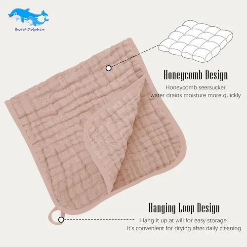 Miniatura 7 de SWEET DOLPHIN - Paquete de 12 paños de muselina para eructos, grandes, 100% algodón, ropa para eructar para bebés, absorbente y suave, para niños