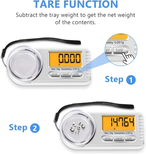 Miniatura 4 de THINKSCALE Báscula digital de miligramo, 0.71 oz x 0.00 oz Mini báscula de alta precisión con pantalla LCD, tare, 6 unidades de báscula portátil