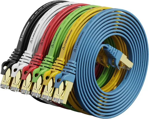 Cable blindado Cat 7 para conexión de Ethernet (cable de la más alta velocidad), plano, tiene un conector RJ45 a prueba de enganche, para módem,