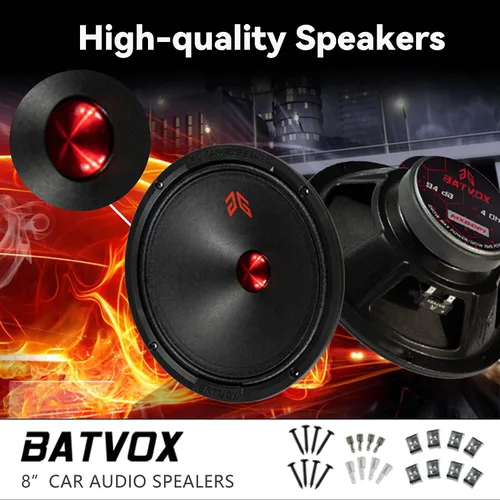 Miniatura 2 de MX80P1 Altavoz de Rango Medio de 8 Pulgadas 480 Vatios 4 Ohmios Tapa Antipolvo Naranja, Altavoces de Audio de Calidad Premium para Puerta