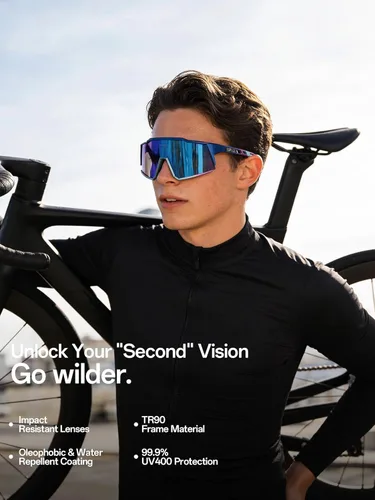 Miniatura 3 de KAPVOE Gafas polarizadas con 1 lente o 4 lentes de protección UV para mujeres y hombres, gafas de sol para ciclismo, marco TR90, para deportes