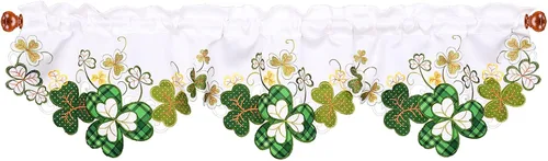 Miniatura 3 de Cenefa de Cortina Bordada con Trébol Irlandés A 58 × L 14 Pulgadas, Decoraciones de Ventana de Cocina para el Día de San Patricio o Primavera