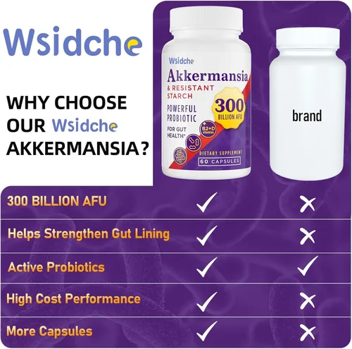 Miniatura 7 de 300 mil millones de probióticos AFU Akkermansia Suplemento para mujeres y hombres, Akkermansia Muciniphila para Akkermansia, digestivo, intestino