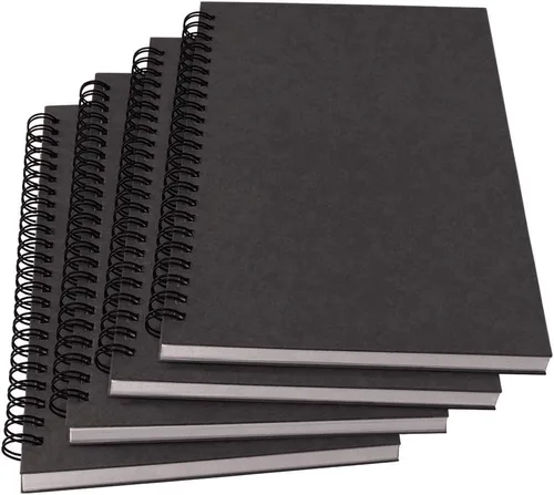 YUREE Cuaderno con espiral forrado, tamaño A5, papel grueso de 3.53 oz/m² y tapa dura de estraza, 60 hojas (120 páginas), 8.4 x 6 pulgadas, gris,