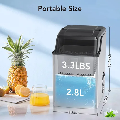 Miniatura 5 de GAOMON Encimera para hacer hielo con hielo de pellets masticable suave, 10,000 unidades, 44 libras/máquina de hielo de pepita de día, máquina