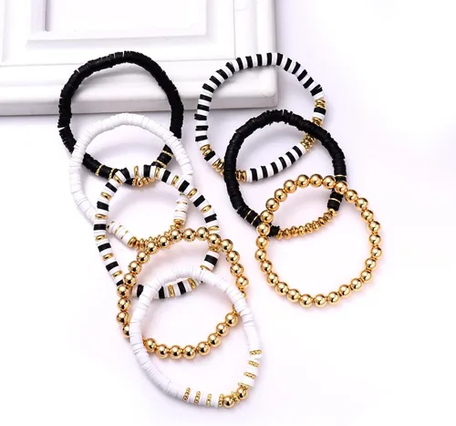 Miniatura 55 de Surfer Heishi - Pulseras apilables para mujer, apilables, de vinilo arcoíris, disco de arcilla, pulseras elásticas para la amistad, joyería bohemia