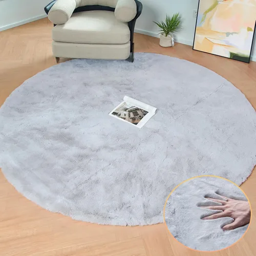 Miniatura 92 de ORINOVA Alfombra de felpa marrón claro beige de 8 x 10 pies para sala de estar, alfombra bohemia esponjosa de piel de conejo grande para dormitorio