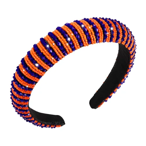 Miniatura 15 de NVENF Diademas para el día del partido, diadema de fútbol para mujer, con cuentas de cristal y cuentas azules y blancas, accesorios de fútbol