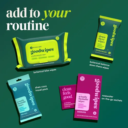 Miniatura 8 de Goodwipes Toallitas desechables para el trasero - Vitamina E y aloe - Seguras para alcantarillado y fosa séptica - Toallitas húmedas extra grandes