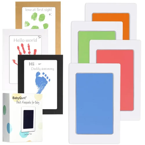 Miniatura 13 de Kit de manos y huellas de bebé sin tinta, kit de almohadilla de tinta de tacto limpio, sello de pie de mano para bebé, paquete de 4 almohadillas