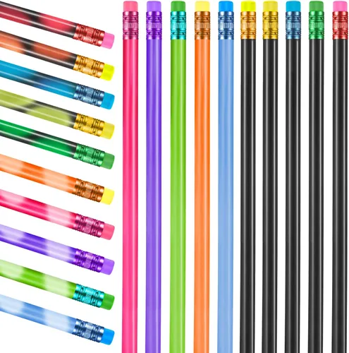 Outus 100 lápices de humor que cambian de color a granel con borrador, regalos de regreso a clases para estudiantes, lápiz de madera termocrómico
