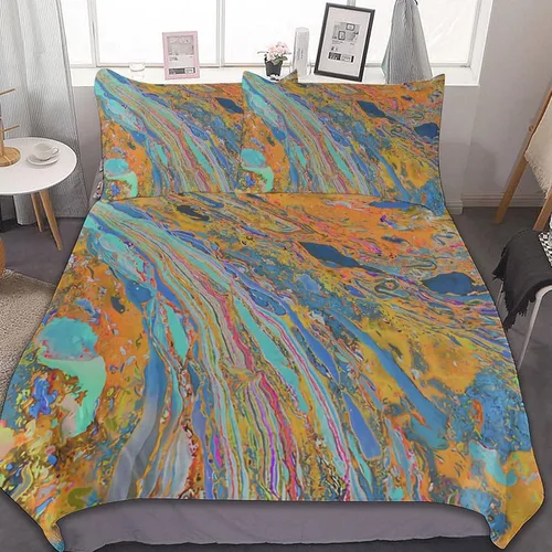 Miniatura 10 de Juego de 3 piezas de edredón neón que brilla en la oscuridad, funda de almohada de microfibra con cremallera para cama matrimonial, Queen
