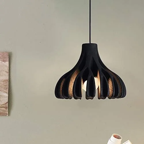 Miniatura 5 de Lámpara colgante Lámpara colgante Moderna en forma de granero Coral Macaron Resina 1 Luz E26 Colgante de techo para café Comedor Sala de estar Negro