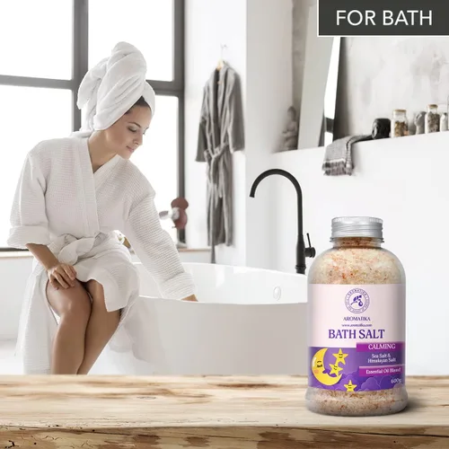 Miniatura 7 de Sales de baño calmantes de 21.16 onzas – con aceites esenciales de sándalo, lavanda y bergamota – Sales marinas de baño naturales de 21.16 oz
