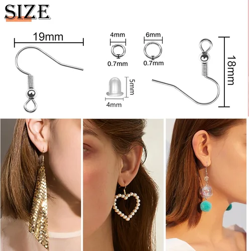 Miniatura 2 de TOAOB - Juego de 150 ganchos para aretes de 5 colores, hipoalergénicos y 1000 anillos de salto, 200 piezas de aretes para hacer aretes, fabricación