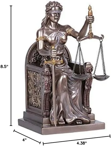 Miniatura 2 de Pacific Giftware Estatua de la señora de la justicia de bronce fundido en frío sentado Decoración