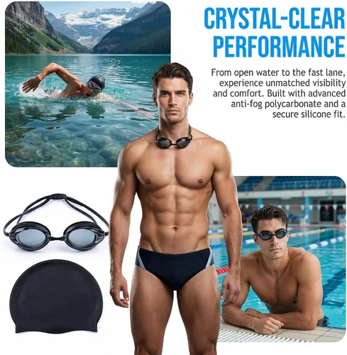 Miniatura 4 de Gafas de natación de carreras antivaho con protección UV sin fugas para hombres, mujeres, adultos, jóvenes, entrenamiento de competición