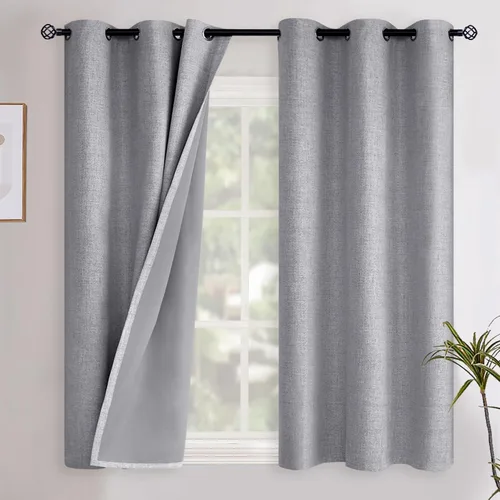 Miniatura 26 de YoungsTex - Cortinas opacas de lino para dormitorio, oscurecimiento de la habitación, cortinas con textura de lino, paneles con aislamiento térmico
