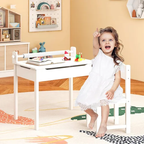 Miniatura 9 de Costzon - Juego de mesa y silla para niños, mesa de arte y manualidades con tapa abatible para cuarto de juegos, jardín de infantes, escritorio