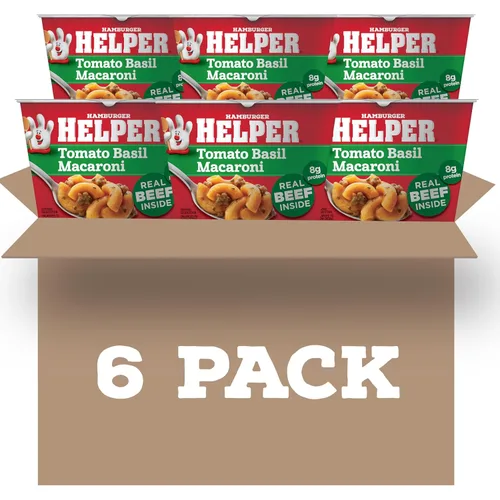Miniatura 12 de Hamburger Helper Taza de macarrones para microondas con hamburguesa con queso (2 onzas, paquete de 6) sin sabores artificiales, listos en 4 minutos
