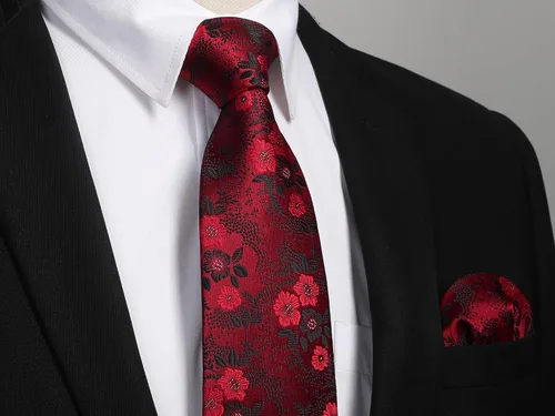 Miniatura 188 de Corbatas florales tejidas clásicas para hombre, corbata cuadrada de bolsillo, corbatas formales para hombres, boda con pañuelo