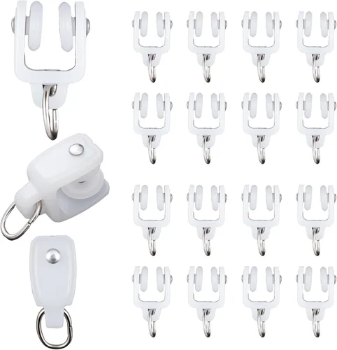 Miniatura 10 de MaKefeile Riel de cortina de techo flexible para montaje en techo o pared, cortinas divisoras de habitación resistentes para sala de estar, Blanco